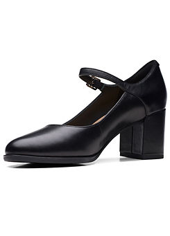 Freva55 Strap Black Leather Shoes by Clarks