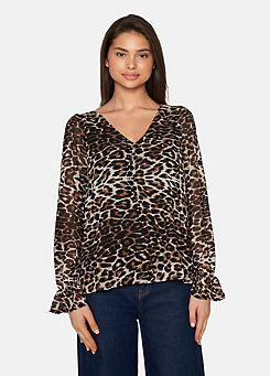 Frill Animal Print Blouse by Sisters Point