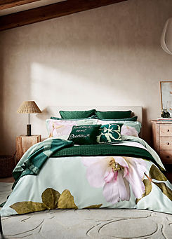 Gardenia Floral 100% Cotton Sateen 220 Thread Count Duvet Cover Set by Ted Baker