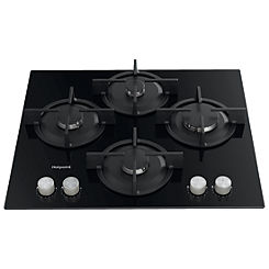 Gas on Glass 60cm Hob HGS61SBK - Black by Hotpoint