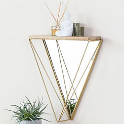 Gatana Triangle Shelf Gold Mirror by Fine Decor