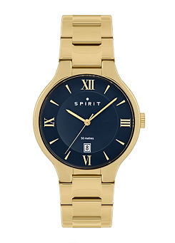 Gents Classic Polished Gold Plated Bracelet Watch by Spirit