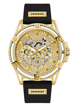 Gents Gold Tone & Black King Watch by Guess