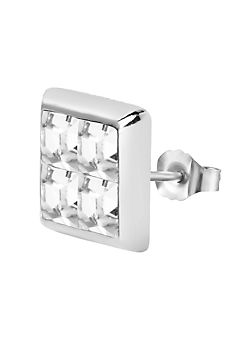 Gent’s 9ct Solid White Gold Crystal Square Stud Earring by For You Collection