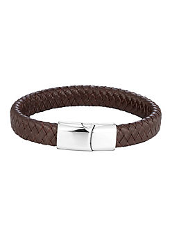 Gent’s Dark Leather Personalised Bracelet by For You Collection