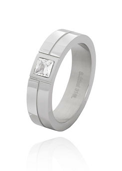 Gent’s Stainless Steel Silver & Cubic Zirconia Ring by For You Collection