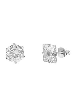 Gent’s Sterling Silver Set of 2 Cubic Zirconia Stud Earrings by For You Collection