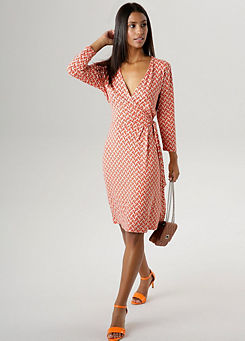 Geometric Print Side Tie Jersey Dress by Aniston