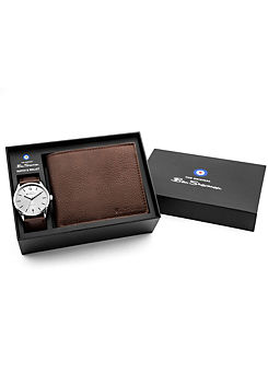 Gift Set Brown Strap Watch with Brown Wallet by Ben Sherman