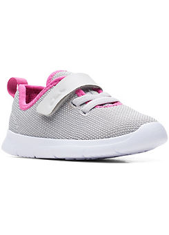 Girls Ath Weave Toddler F Fitting Light Grey Trainers by Clarks