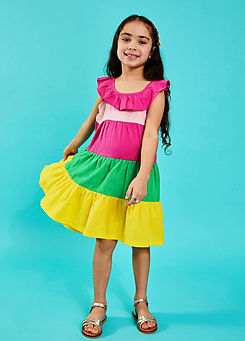 Girls Colour Block Tiered Dress by Accessorize