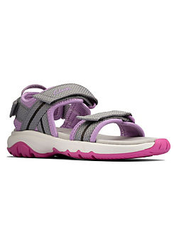 Girls Expo Sea Kids F Fitting Grey & Purple Sandals by Clarks