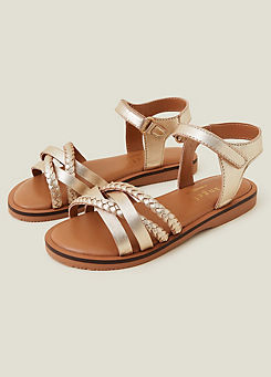 Girls Plait Leather Sandals by Accessorize