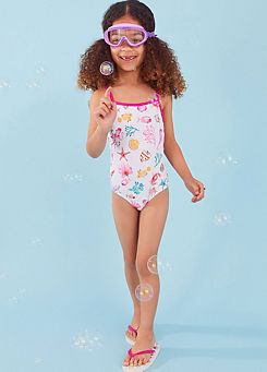 Girls Shell & Fish Print Swimsuit with Recycled Polyester by Accessorize