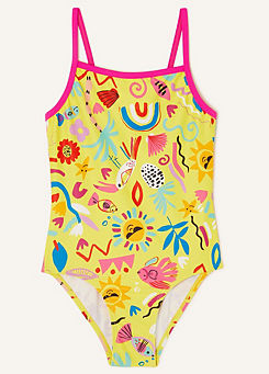 Girls Sunshine Print Swimsuit with Recycled Polyester by Accessorize
