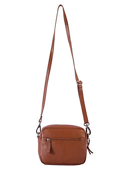 Giulia Brown Leather Cross Body Bag by Storm London