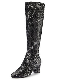Glitter Knee High Zip Boots by LASCANA