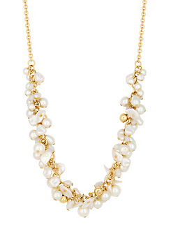 Gold Cream Pearl and Polished Shaker Necklace by MOOD By Jon Richard