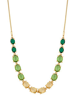 Gold Green Tonal Mixed Stone Set Collar Necklace by MOOD By Jon Richard