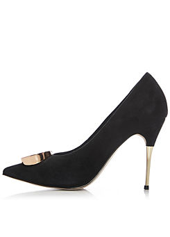 Gold Heel Court Shoes by Moda In Pelle