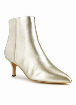Gold Leather Kitten Heel Ankle Boots by Freemans