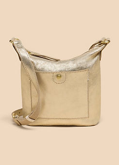 Gold Mini Fern Leather Crossbody Bag by White Stuff