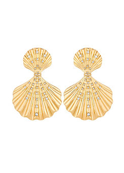 Gold Oversized Shell Earrings by Lipsy