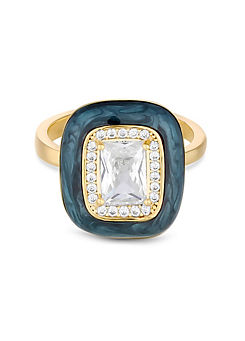 Gold Plated Blue Enamel And Cubic Zirconia Ring by Jon Richard