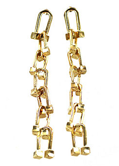 Gold Plated Chain Link Drop Earrings