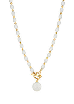 Gold Plated Coin Pearl Necklace by Jon Richard