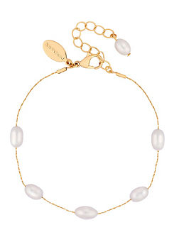 Gold Plated Fine Chain and Freshwater Pearl Bracelet by Jon Richard