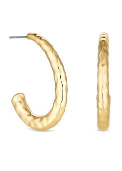 Gold Plated Hammered Stainless Steel Hoop Earrings by Jon Richard