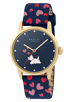Gold Plated Heart Print Leather Strap by Radley London