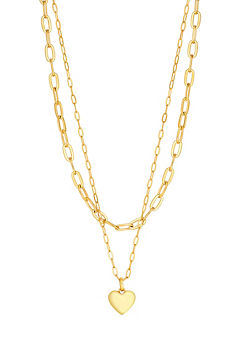 Gold Plated Polished Layered Heart Necklace by Jon Richard