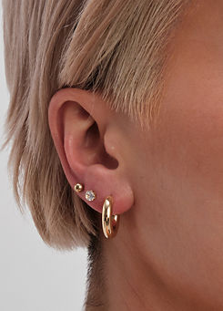 Gold Plated Polished Stainless Steel Hoop Earrings by Jon Richard