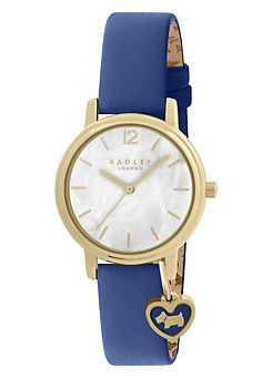 Gold Plated Sapphire Blue Leather Strap Watch by Radley London