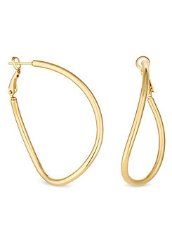 Gold Plated Stainless Steel Large Twist Hoop Earrings by Jon Richard