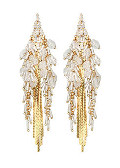 Gold Plated Statement Faceted Bead Linear Earrings by Jon Richard