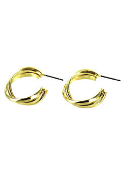 Gold Plated Textured Intertwined Hoop Earrings