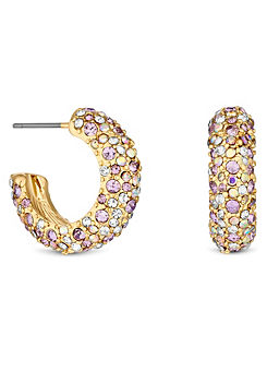 Gold Purple Ombre Crystal Hoop Earrings by MOOD By Jon Richard