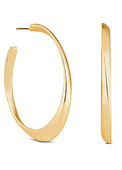 Gold Recycled Polished Oval Hoop Earrings by MOOD By Jon Richard