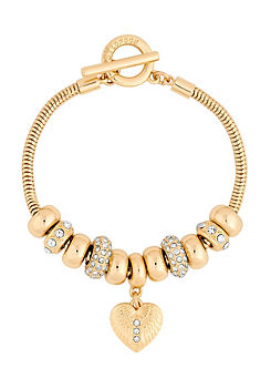 Gold T-Bar Coin Charm Bracelet  by Lipsy