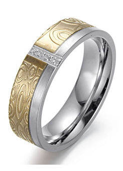 Gold Tone Stainless Steel Wedding Ring by Firetti