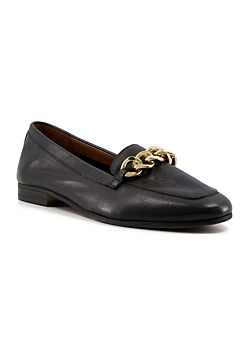 Goldsmith Black Chain Trim Leather Loafers by Dune London