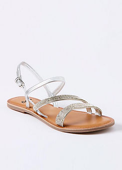 Grace Leather Jewelled Sandals by Cotton Traders