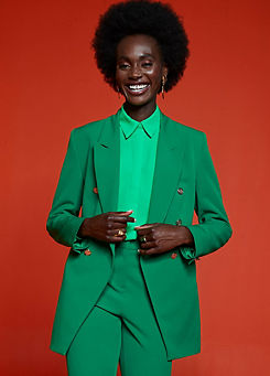 Green Double Breasted Longline Blazer by Freemans