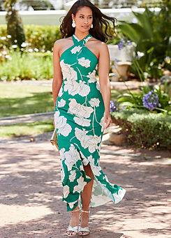 Green Floral Print Jersey Maxi Dress by Kaleidoscope