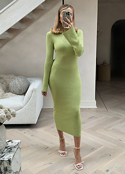 Green Long Sleeve Knitted Maxi Dress by In The Style x