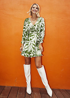 Green Print Satin Mini Dress by Vogue Williams by Little Mistress