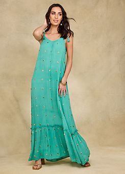 Green Sequin Slip Maxi Dress by Together